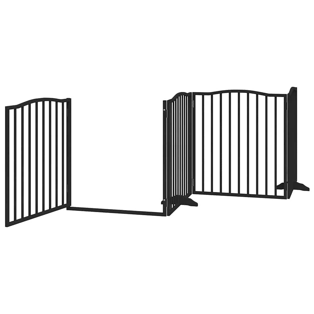 Cancello Cani Porta Pieghevole Nero 8 Pannelli 640 cm Pioppo — foto 4 di 11