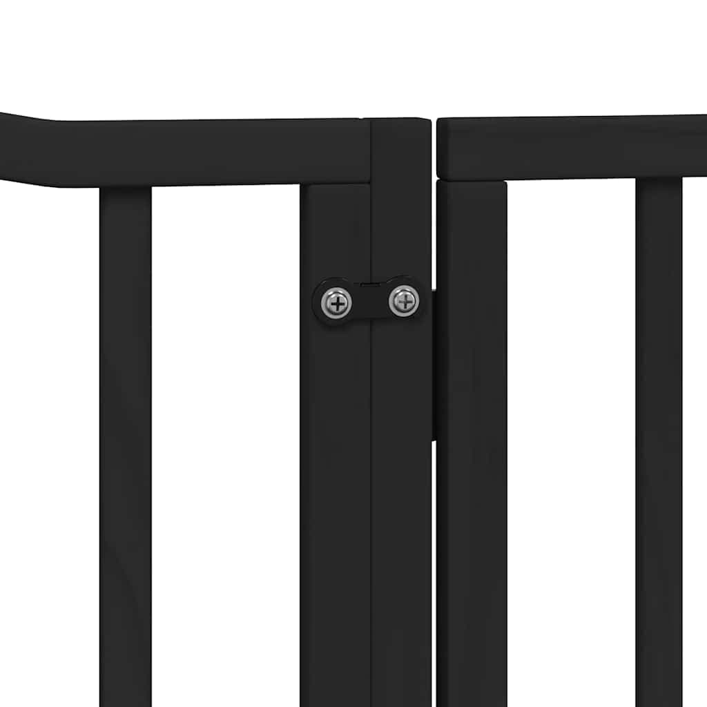 Cancello Cani Porta Pieghevole Nero 8 Pannelli 640 cm Pioppo — foto 6 di 11