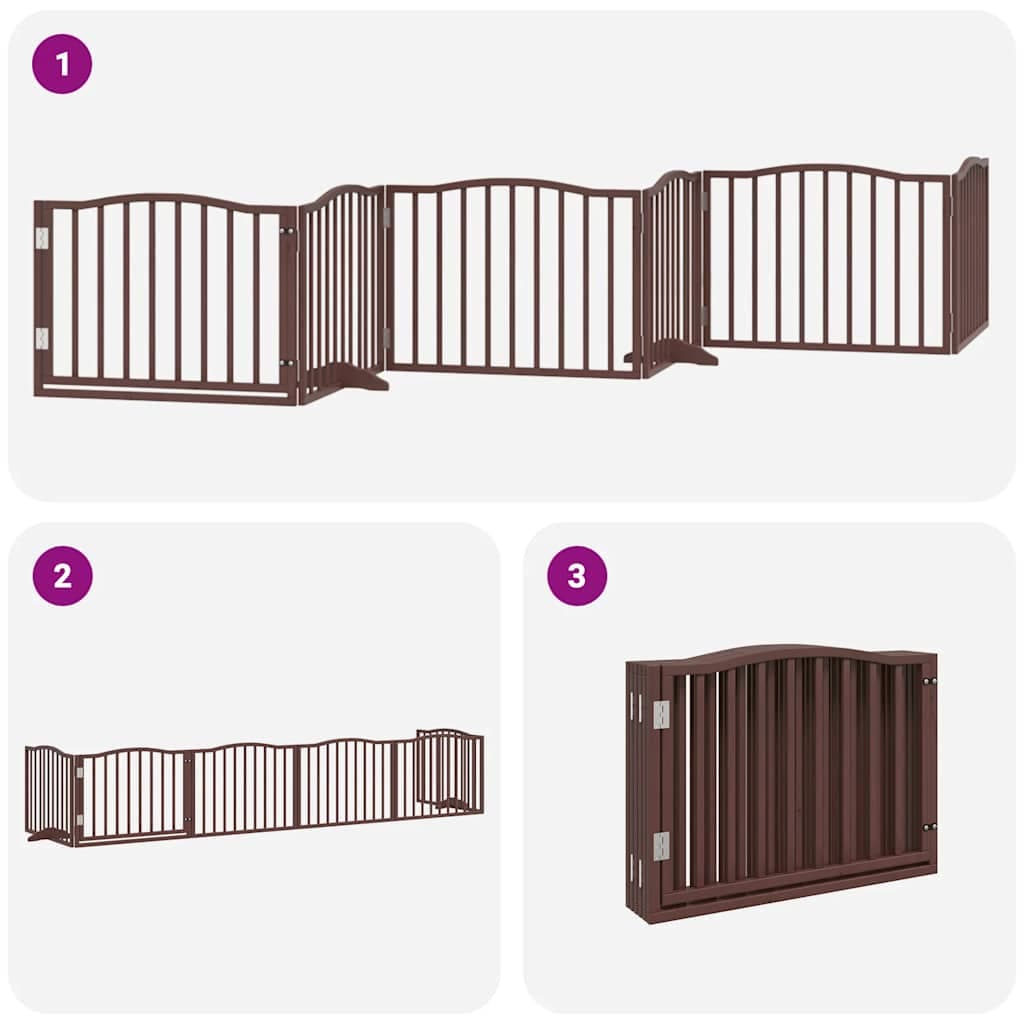 Cancello Cani Porta Pieghevole Marrone 6 Pannelli 480cm Pioppo — miniatura 5 di 11