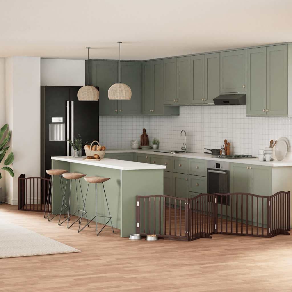 Cancello Cani Porta Pieghevole Marrone 6 Pannelli 480cm Pioppo — miniatura 1 di 11