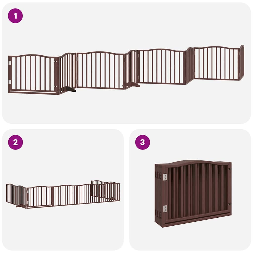 Cancello Cani Porta Pieghevole Marrone 8 Pannelli 640cm Pioppo — miniatura 5 di 11