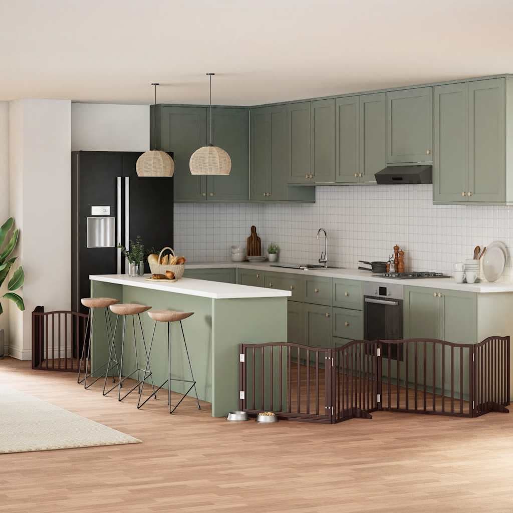 Cancello Cani Porta Pieghevole Marrone 8 Pannelli 640cm Pioppo — miniatura 1 di 11