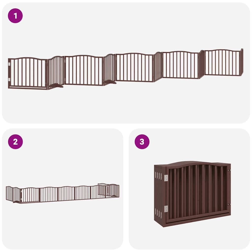 Cancello Cani Porta Pieghevole Marrone 10 Pannelli 800cm Pioppo — miniatura 5 di 11