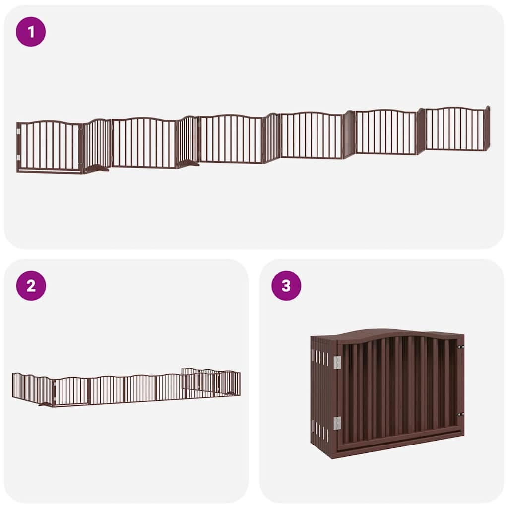 Cancello Cani Porta Pieghevole Marrone 12 Pannelli 960cm Pioppo — miniatura 5 di 11