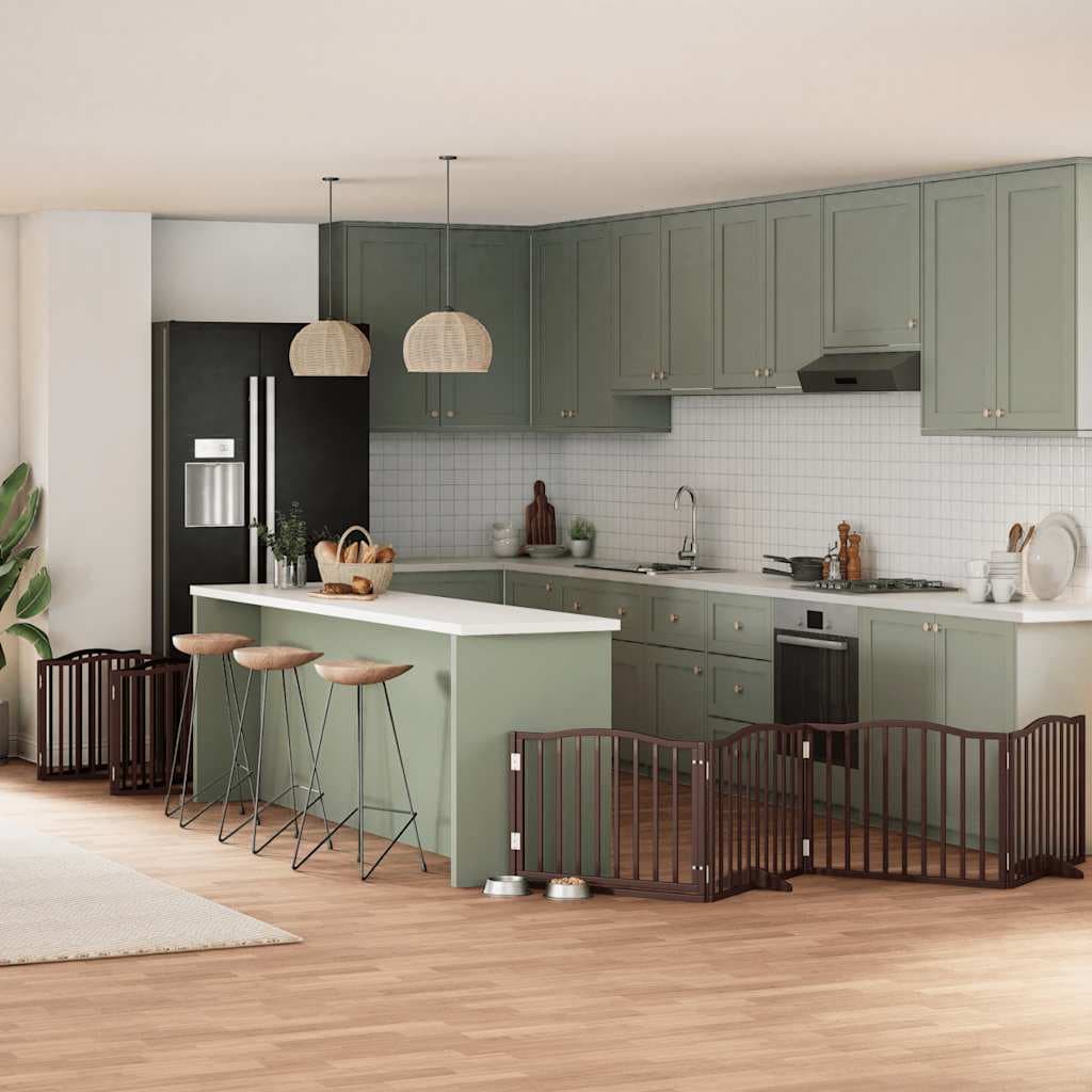 Cancello Cani Porta Pieghevole Marrone 12 Pannelli 960cm Pioppo — miniatura 1 di 11