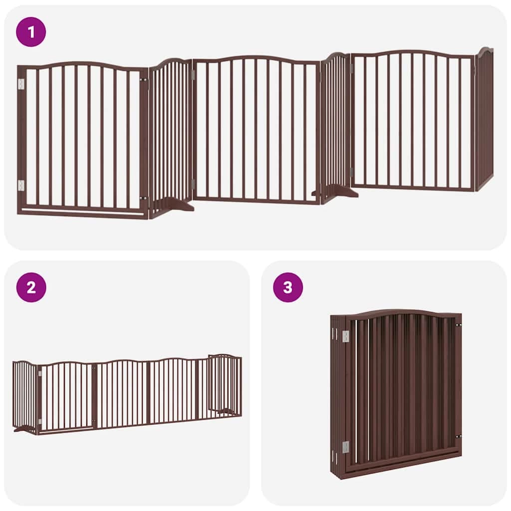 Cancello Cani Porta Pieghevole Marrone 6 Pannelli 480cm Pioppo — miniatura 5 di 11