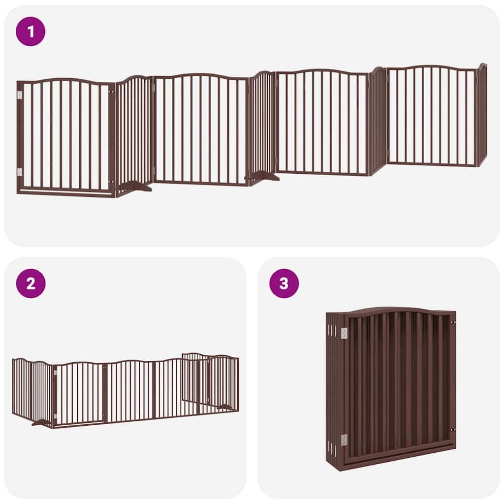 Cancello Cani Porta Pieghevole Marrone 8 Pannelli 640cm Pioppo — miniatura 5 di 11