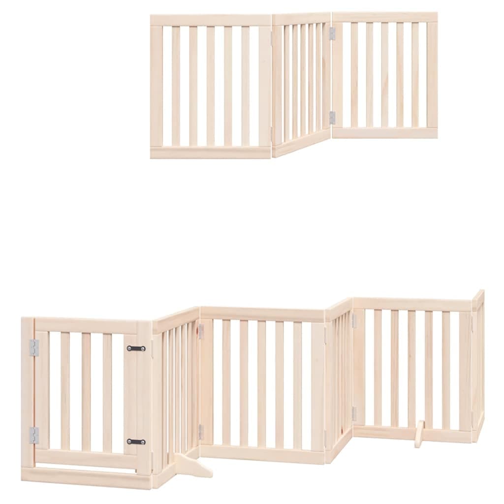 Cancello per Cani con Porta Pieghevole 9 Pannelli 450 cm Pioppo — miniatura 11 di 11