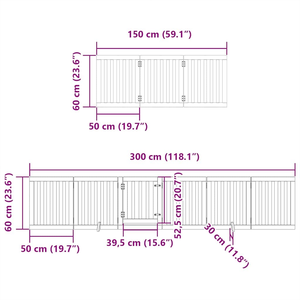 Cancello per Cani Porta Pieghevole 12 Pannelli 600 cm in Pioppo — miniatura 10 di 11