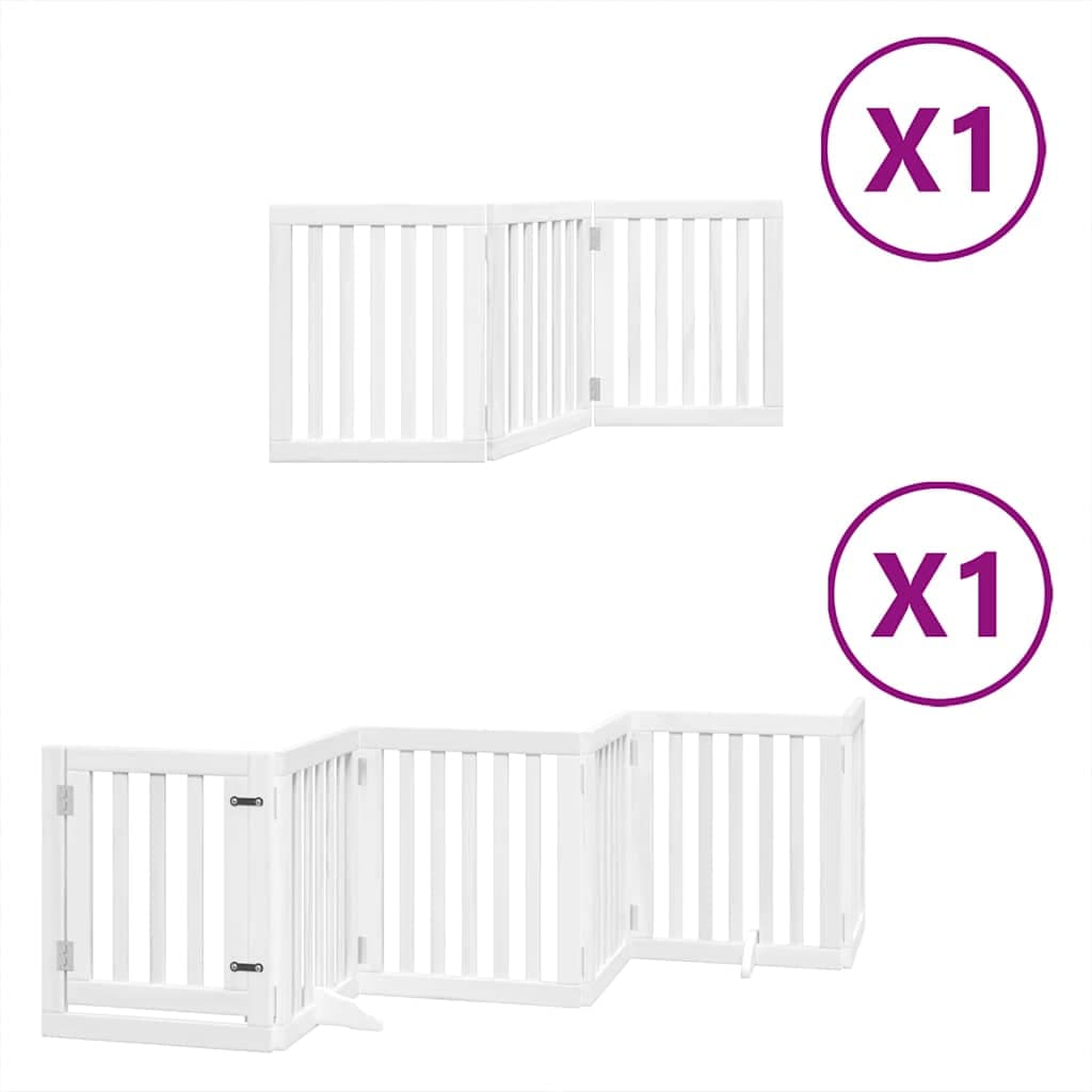 Cancello Cani Porta Pieghevole Bianco 9 Pannelli 450 cm Pioppo — miniatura 2 di 11