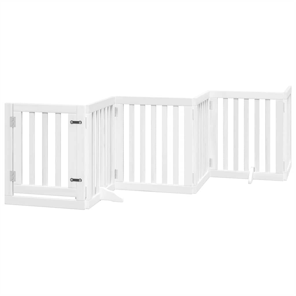 Cancello Cani Porta Pieghevole Bianco 9 Pannelli 450 cm Pioppo — miniatura 3 di 11