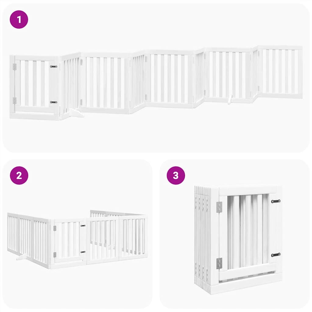 Cancello Cani Porta Pieghevole Bianco 9 Pannelli 450 cm Pioppo — miniatura 4 di 11