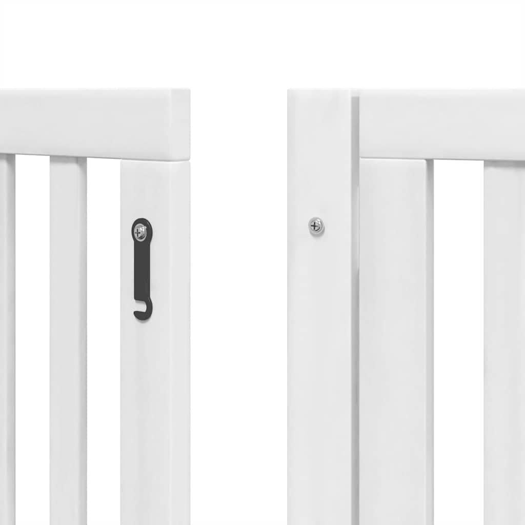 Cancello Cani Porta Pieghevole Bianco 9 Pannelli 450 cm Pioppo — miniatura 8 di 11