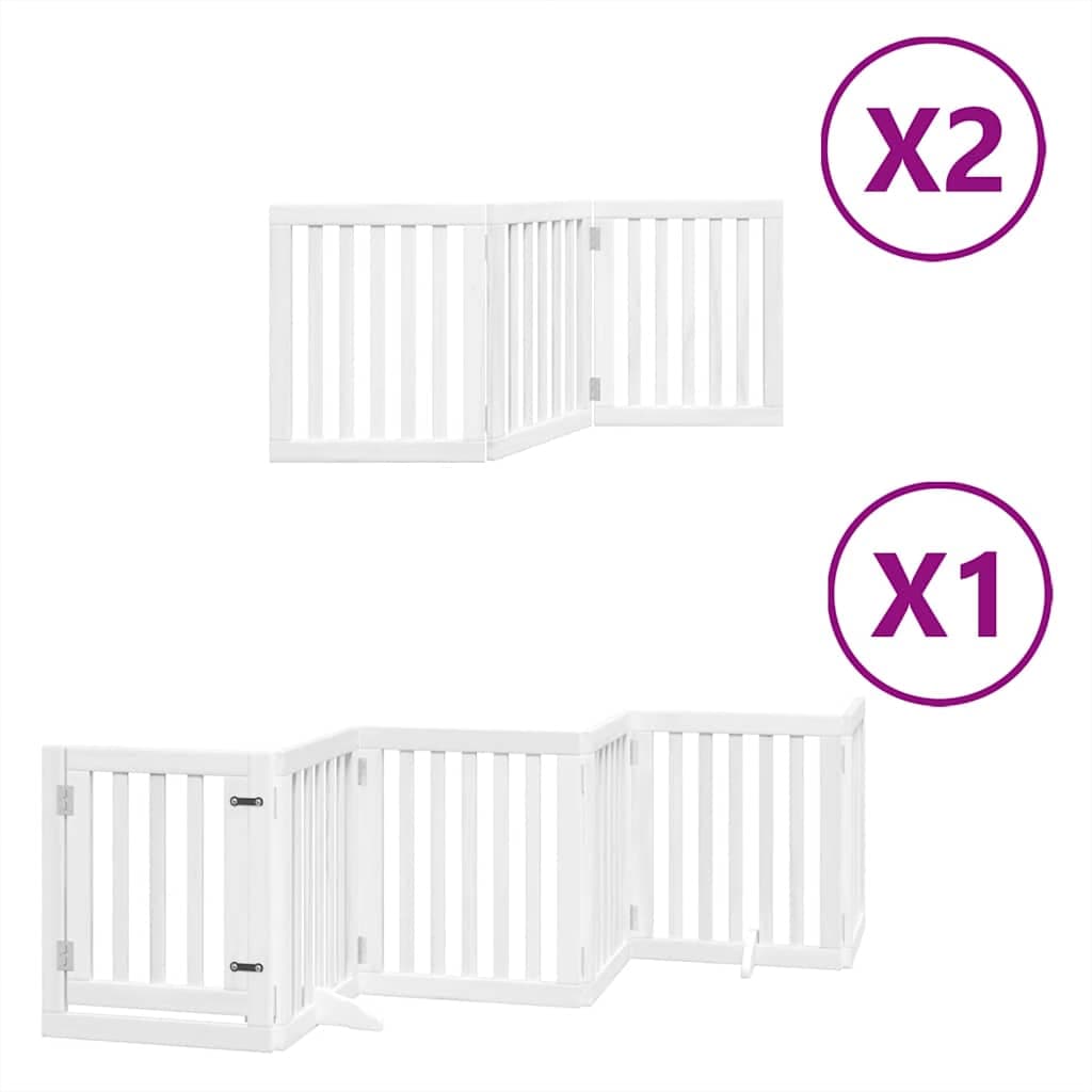 Cancello Cani Porta Pieghevole Bianco 12 Pannelli 600 cm Pioppo — miniatura 2 di 11