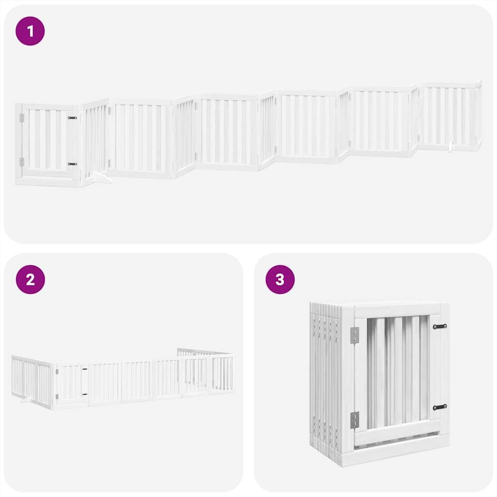 Cancello Cani Porta Pieghevole Bianco 12 Pannelli 600 cm Pioppo — miniatura 4 di 11