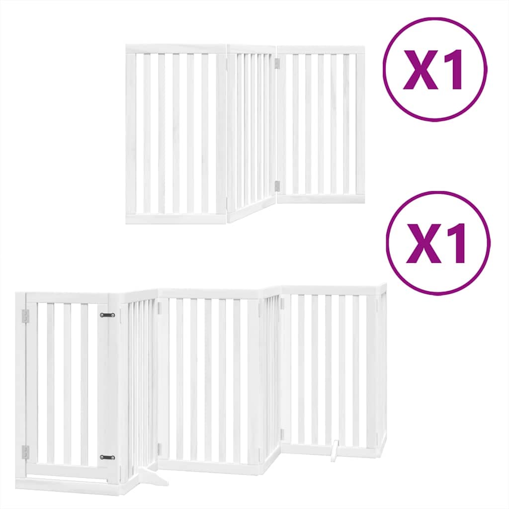 Cancello Cani Porta Pieghevole Bianco 9 Pannelli 450 cm Pioppo — miniatura 2 di 11