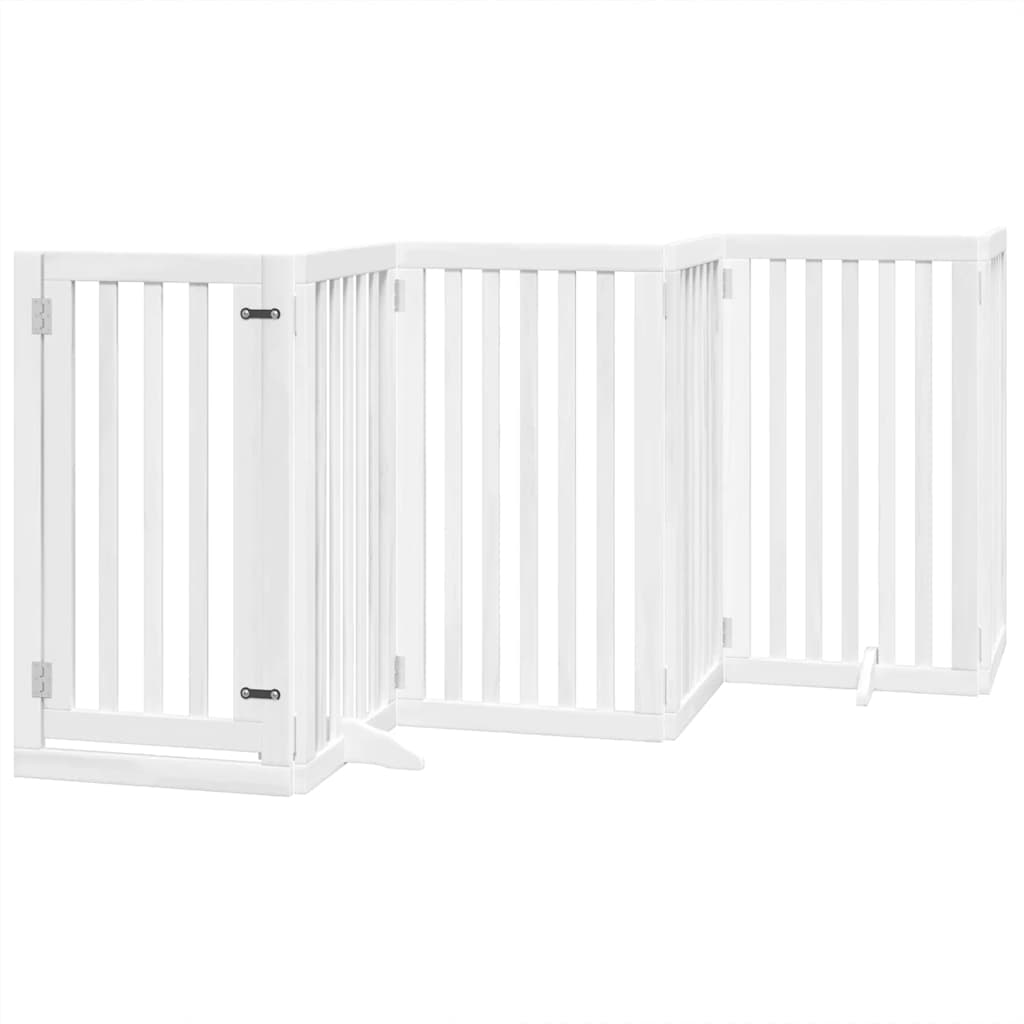 Cancello Cani Porta Pieghevole Bianco 9 Pannelli 450 cm Pioppo — miniatura 3 di 11