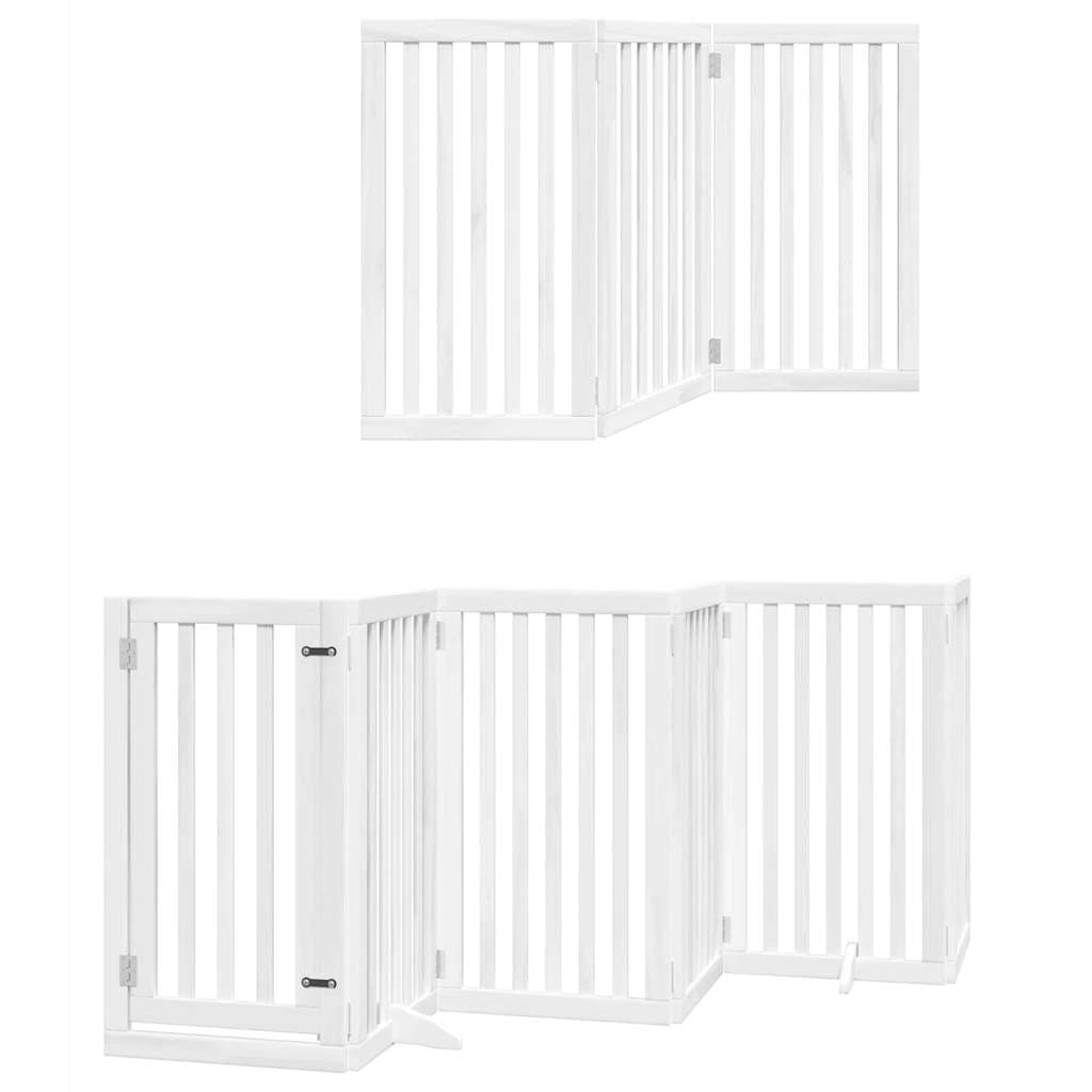 Cancello Cani Porta Pieghevole Bianco 9 Pannelli 450 cm Pioppo — miniatura 11 di 11