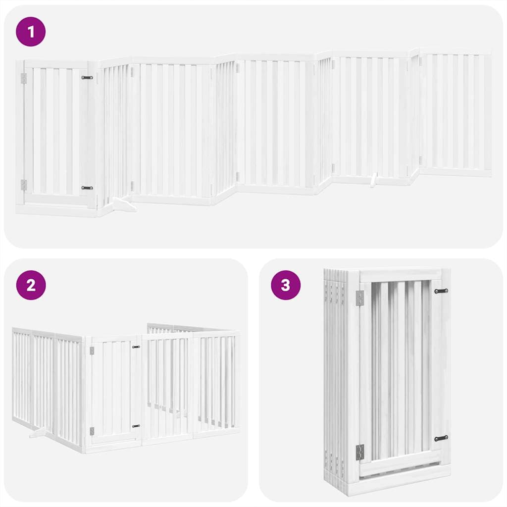 Cancello Cani Porta Pieghevole Bianco 9 Pannelli 450 cm Pioppo — miniatura 4 di 11