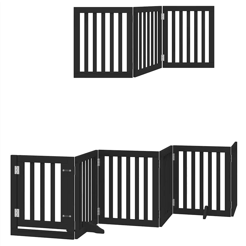 Cancello per Cani Porta Pieghevole Nero 9 Pannelli 450cm Pioppo — foto 11 di 11