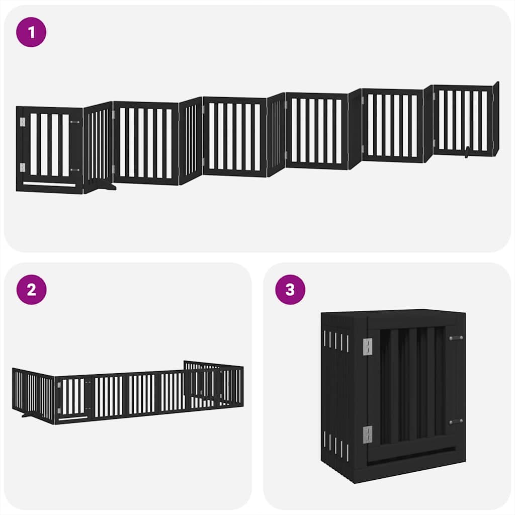 Cancello Cani Porta Pieghevole Nero 12 Pannelli 600 cm Pioppo — miniatura 4 di 11