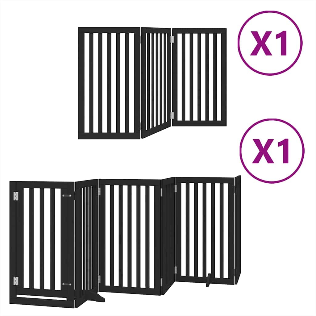 Cancello per Cani Porta Pieghevole Nero 9 Pannelli 450cm Pioppo — miniatura 2 di 11