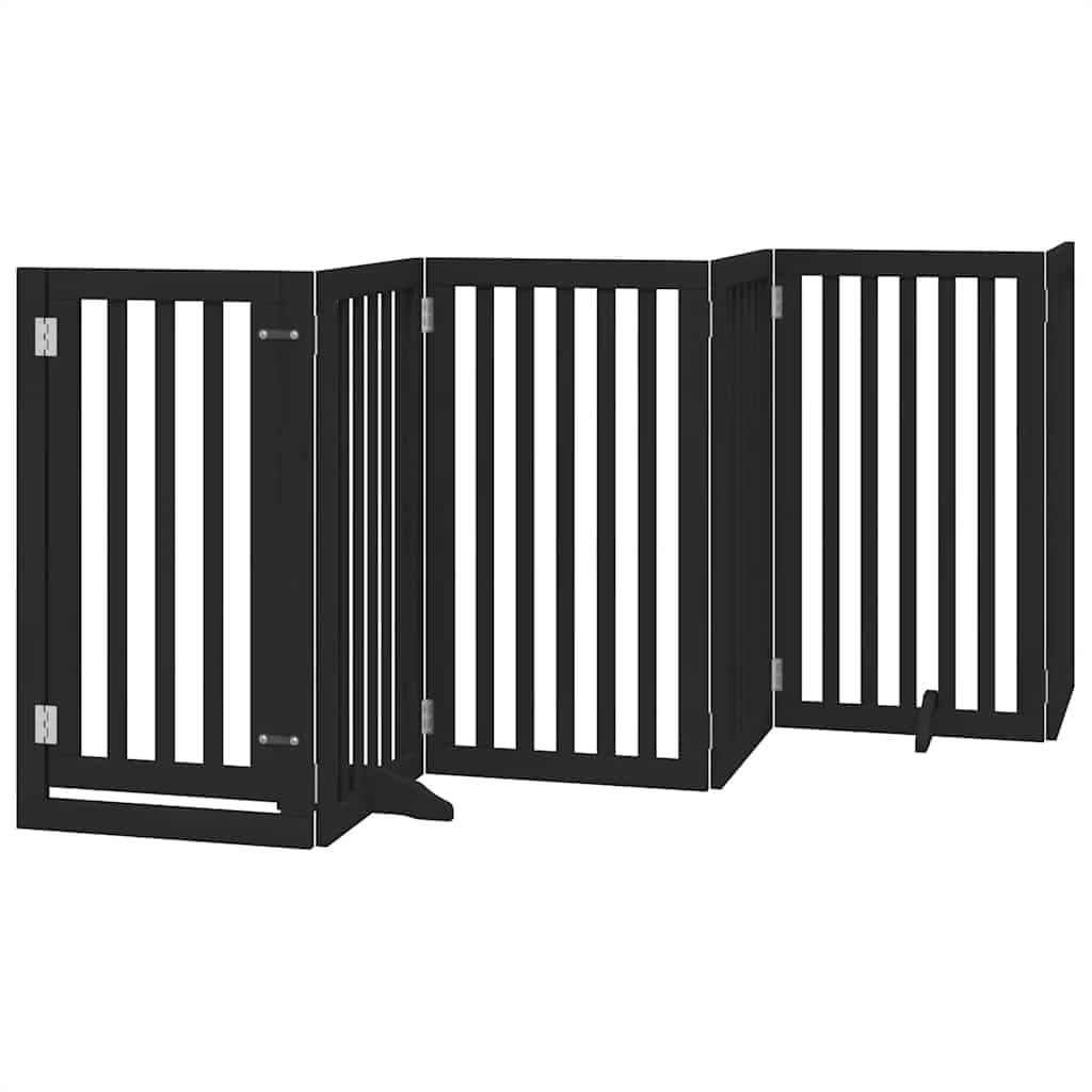 Cancello per Cani Porta Pieghevole Nero 9 Pannelli 450cm Pioppo — miniatura 3 di 11