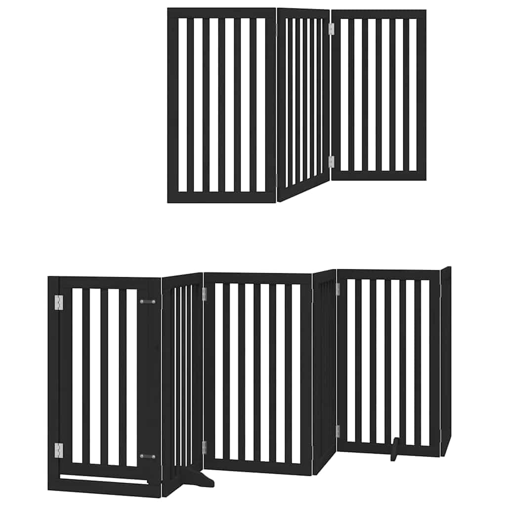Cancello per Cani Porta Pieghevole Nero 9 Pannelli 450cm Pioppo — miniatura 11 di 11