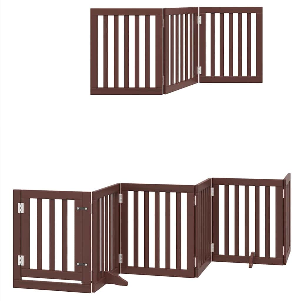 Cancello Cani Porta Pieghevole Marrone 9 Pannelli 450cm Pioppo — foto 11 di 11