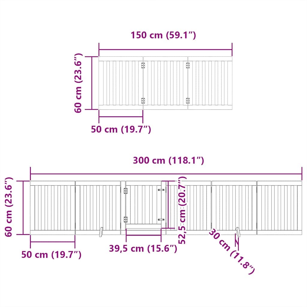 Cancello Cani Porta Pieghevole Marrone 9 Pannelli 450cm Pioppo — foto 10 di 11