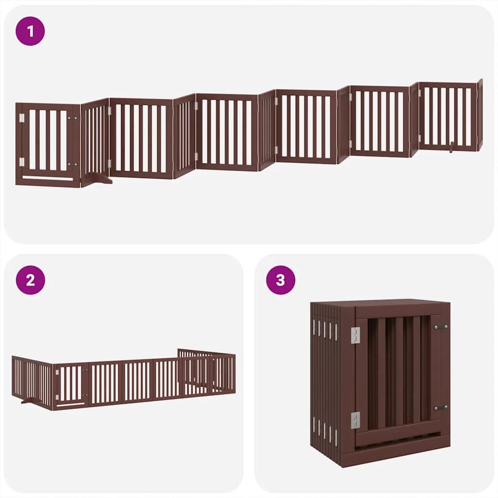 Cancello Cani Porta Pieghevole Marrone 12 Pannelli 600cm Pioppo — miniatura 4 di 11