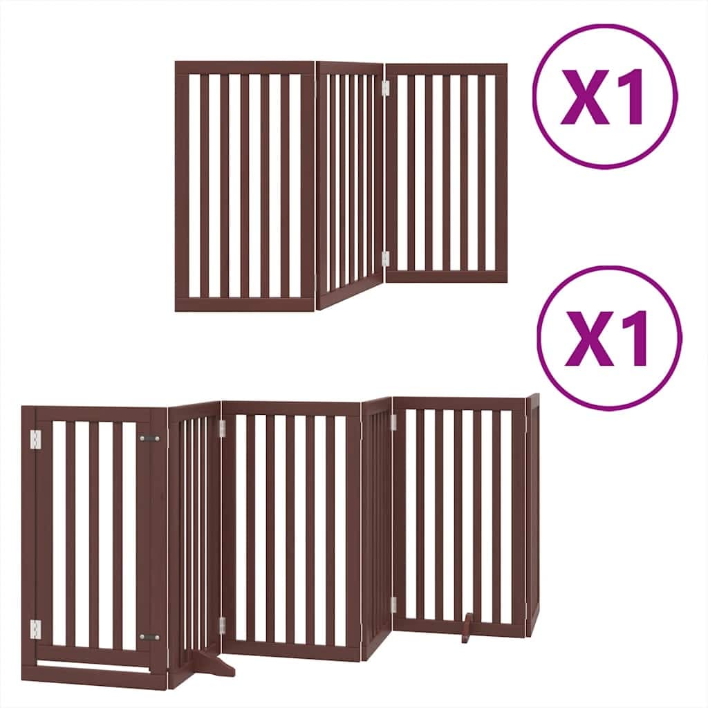Cancello Cani Porta Pieghevole Marrone 9 Pannelli 450cm Pioppo — miniatura 2 di 11