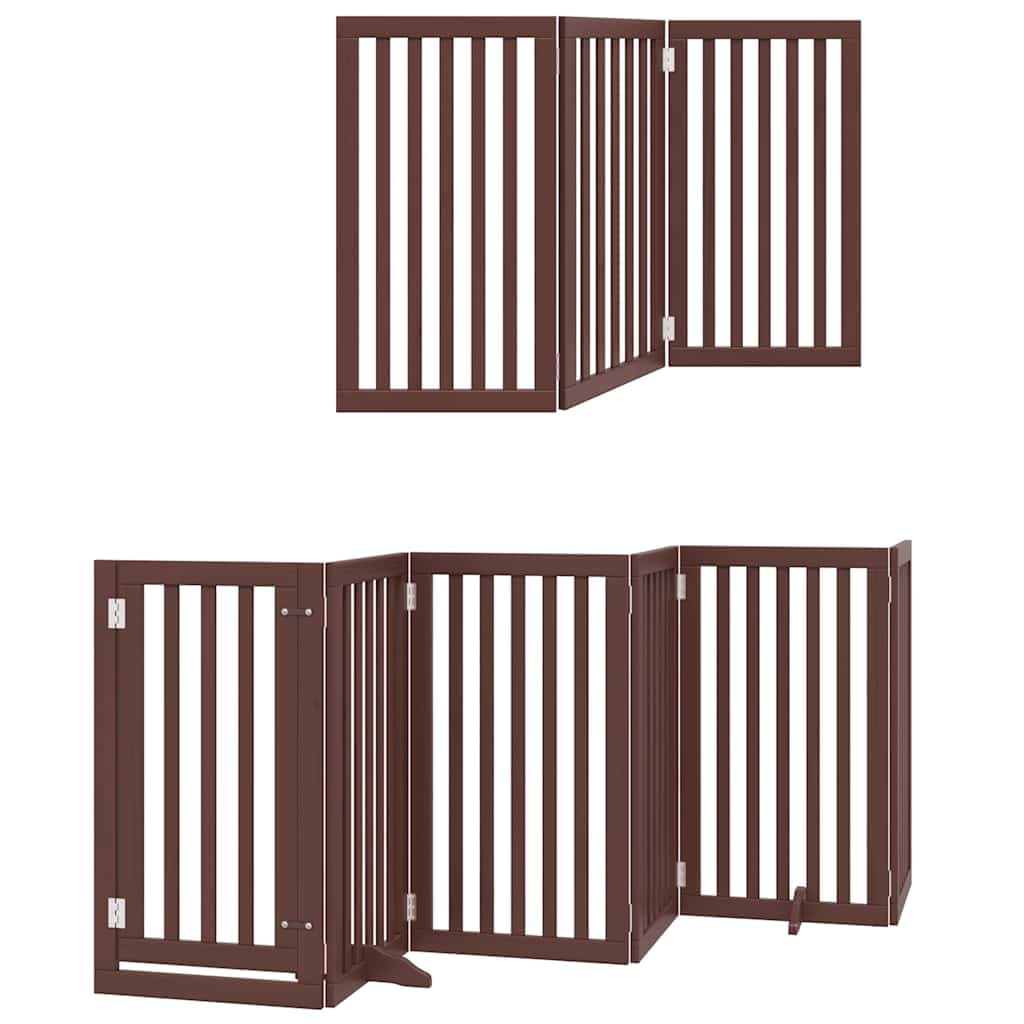 Cancello Cani Porta Pieghevole Marrone 9 Pannelli 450cm Pioppo — miniatura 11 di 11