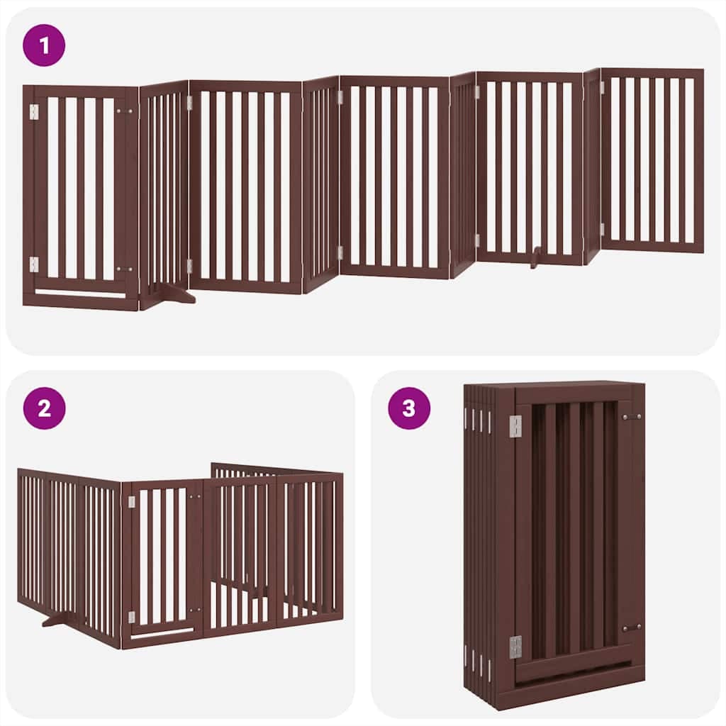 Cancello Cani Porta Pieghevole Marrone 9 Pannelli 450cm Pioppo — miniatura 4 di 11