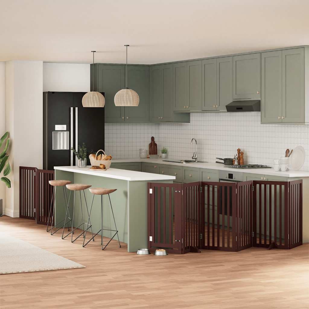 Cancello Cani Porta Pieghevole Marrone 9 Pannelli 450cm Pioppo — miniatura 1 di 11