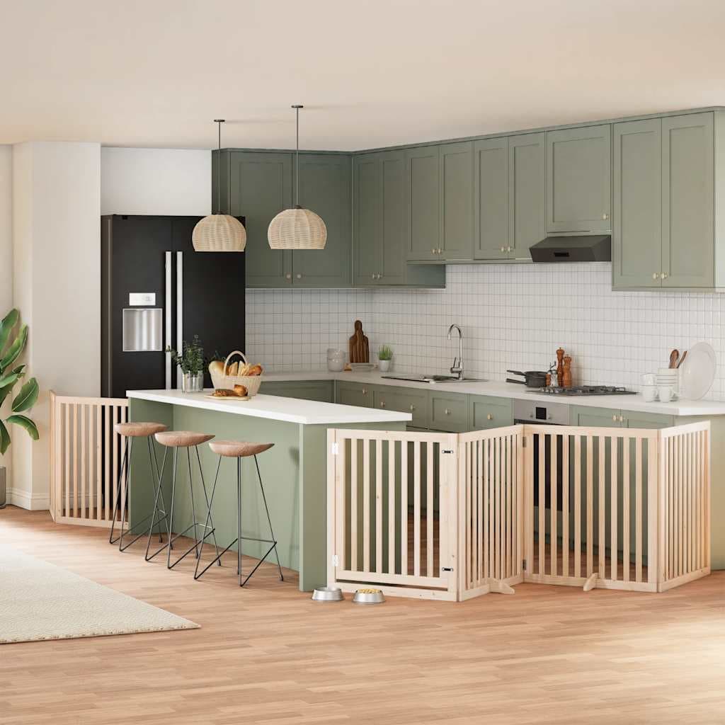 Cancello per Cani Pieghevole 6 Pannelli 480 cm Legno di Pioppo — miniatura 1 di 11