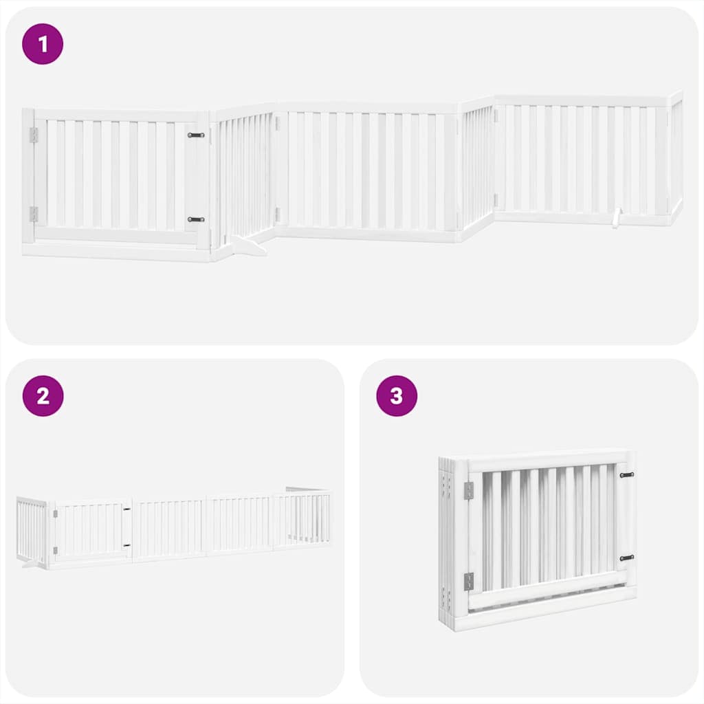 Cancello Cani Porta Pieghevole Bianco 6 Pannelli 480 cm Pioppo — miniatura 4 di 11