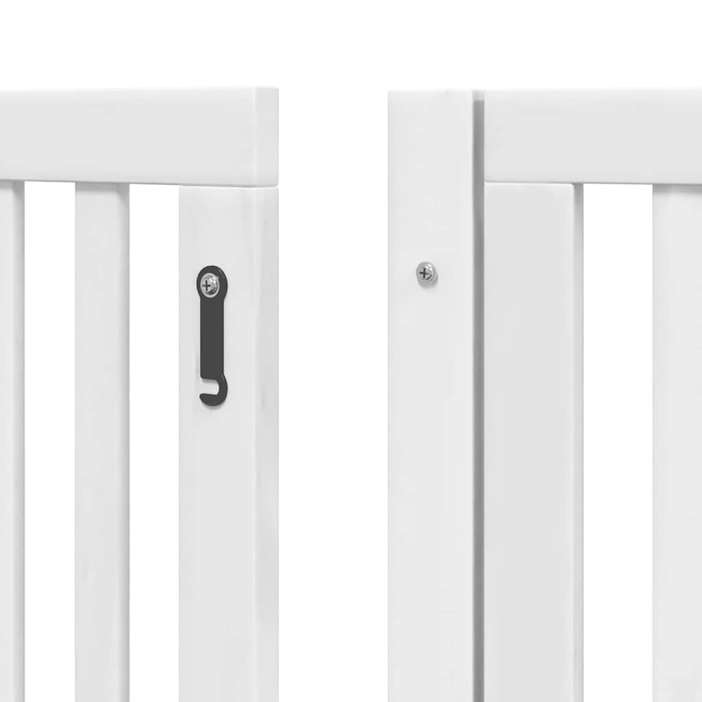 Cancello Cani Porta Pieghevole Bianco 8 Pannelli 640 cm Pioppo — foto 8 di 11