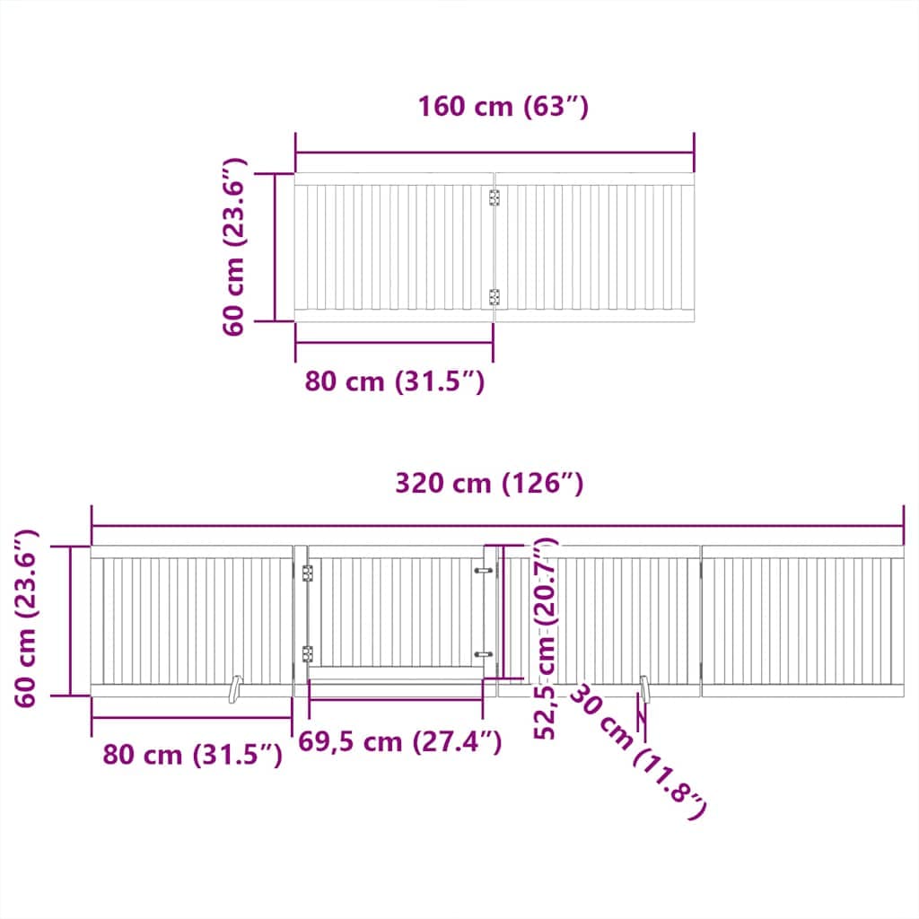 Cancello Cani Porta Pieghevole Bianco 8 Pannelli 640 cm Pioppo — foto 10 di 11