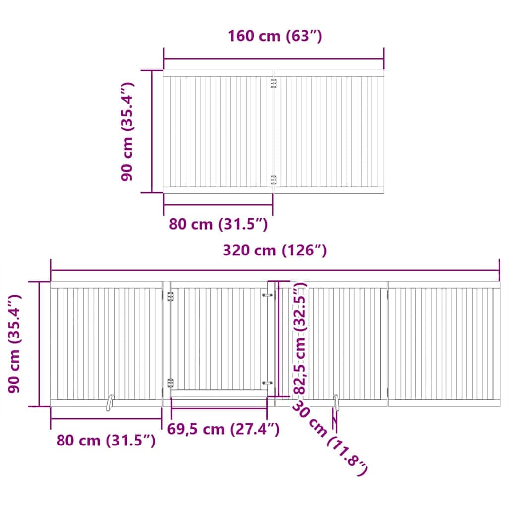 Cancello Cani Porta Pieghevole Bianco 6 Pannelli 480 cm Pioppo — miniatura 11 di 11