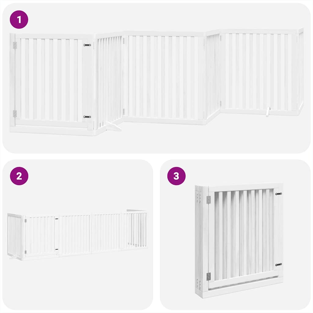 Cancello Cani Porta Pieghevole Bianco 6 Pannelli 480 cm Pioppo — miniatura 5 di 11