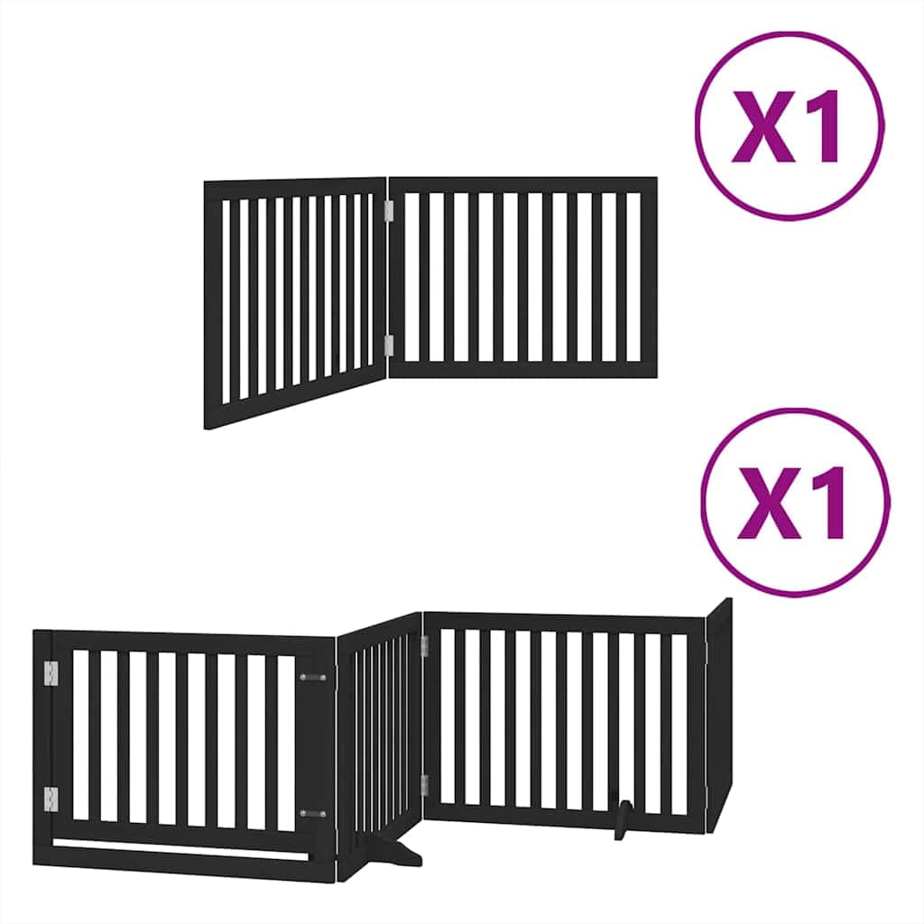 Cancello per Cani Porta Pieghevole Nero 6 Pannelli 480cm Pioppo — miniatura 2 di 11