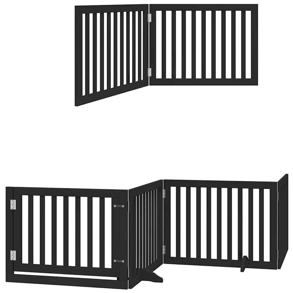 Cancello per Cani Porta Pieghevole Nero 6 Pannelli 480cm Pioppo — miniatura 11 di 11