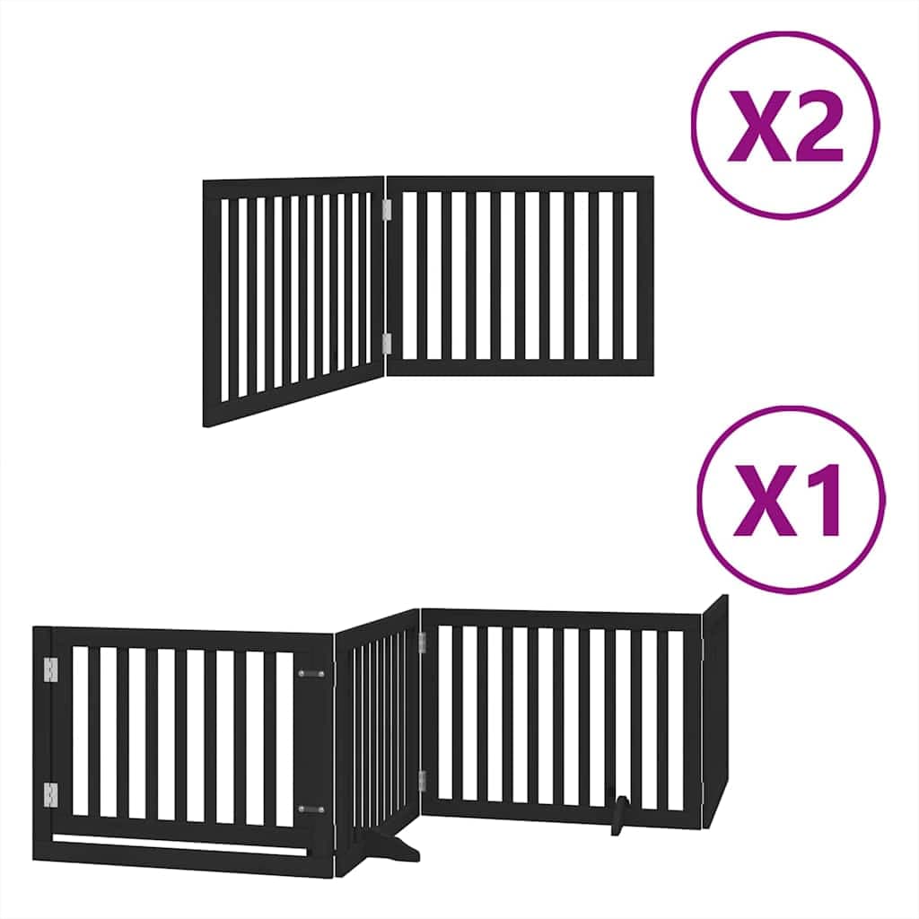 Cancello Cani Porta Pieghevole Nero 8 Pannelli 640 cm Pioppo — miniatura 2 di 11
