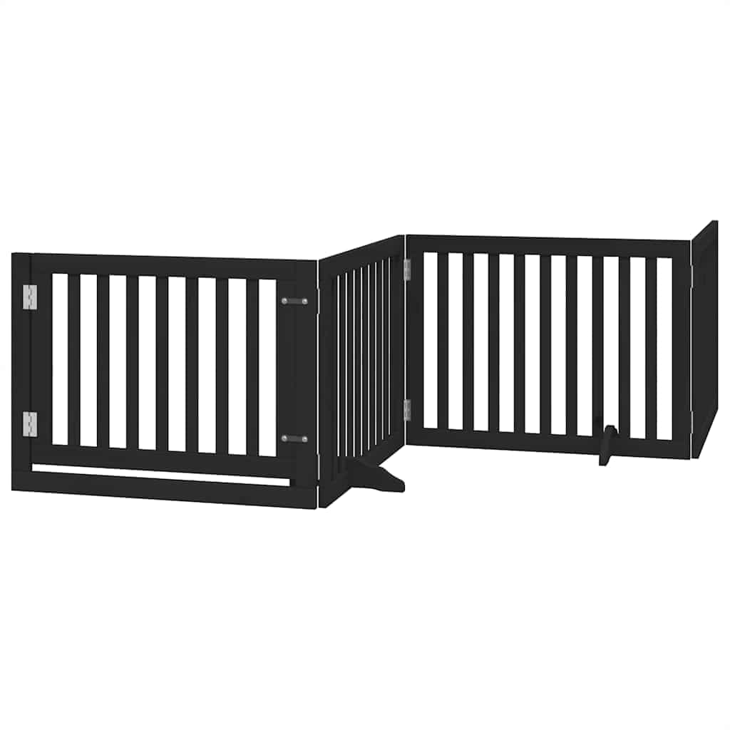 Cancello Cani Porta Pieghevole Nero 8 Pannelli 640 cm Pioppo — miniatura 3 di 11