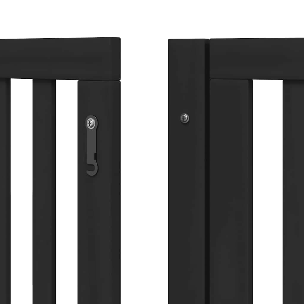 Cancello Cani Porta Pieghevole Nero 8 Pannelli 640 cm Pioppo — miniatura 8 di 11
