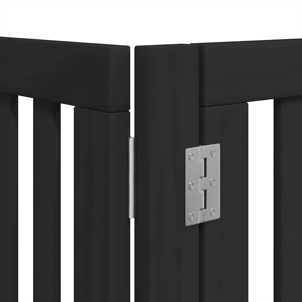 Cancello Cani Porta Pieghevole Nero 8 Pannelli 640 cm Pioppo — miniatura 9 di 11