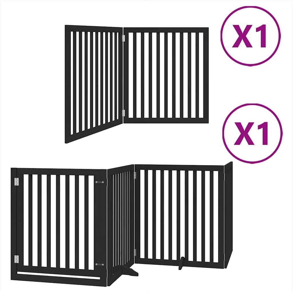 Cancello per Cani Porta Pieghevole Nero 6 Pannelli 480cm Pioppo — miniatura 2 di 11