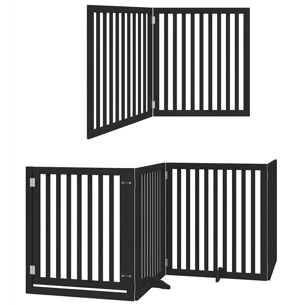 Cancello per Cani Porta Pieghevole Nero 6 Pannelli 480cm Pioppo — miniatura 11 di 11