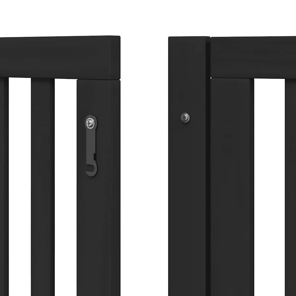 Cancello per Cani Porta Pieghevole Nero 6 Pannelli 480cm Pioppo — miniatura 8 di 11